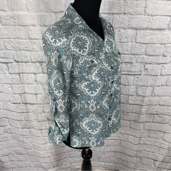 Notations petite paisley print button down blouse sz petite small - Picture 5 of 13